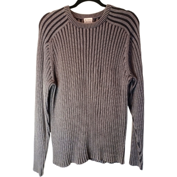 COLUMBIA Men's Textured Vertical Striped 100% Cotton Sweater - Picture 1 of 7